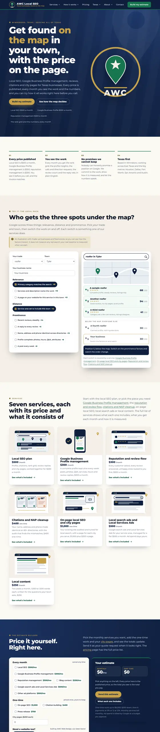 Full-page capture of the AWC Local SEO website