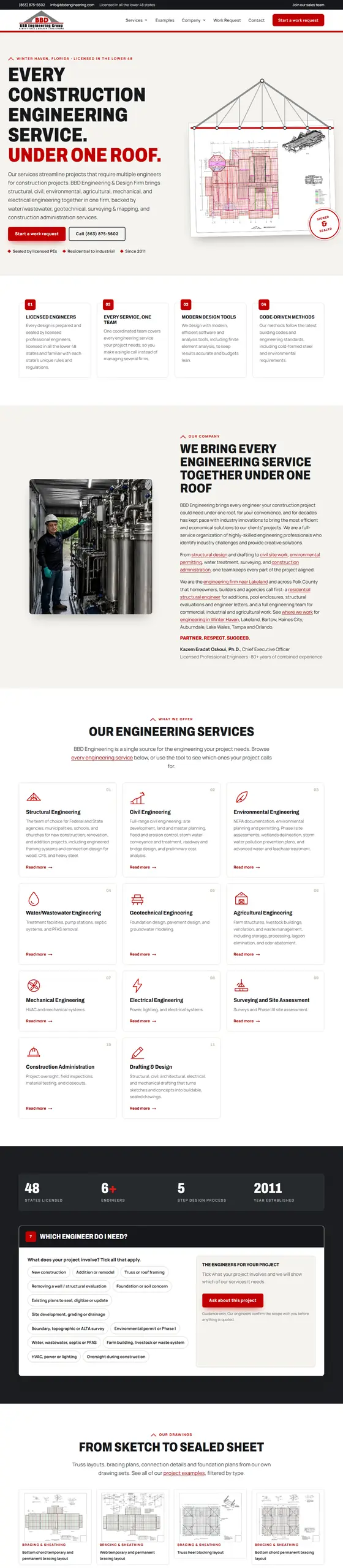 Full-page capture of the BBD Engineering website