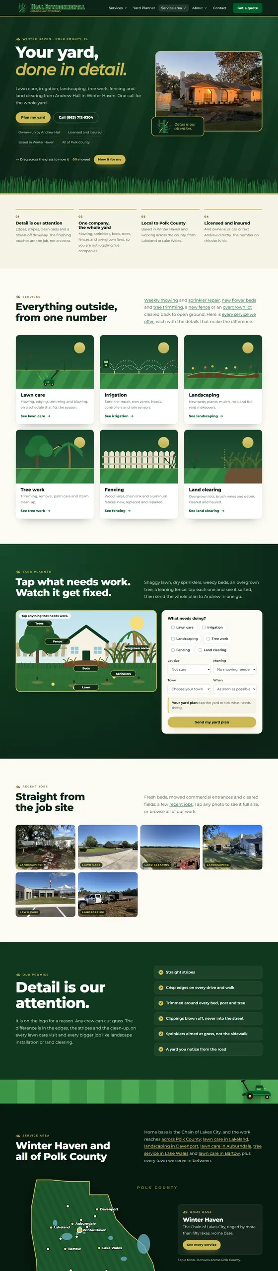 Full-page capture of the Hall Environmental website