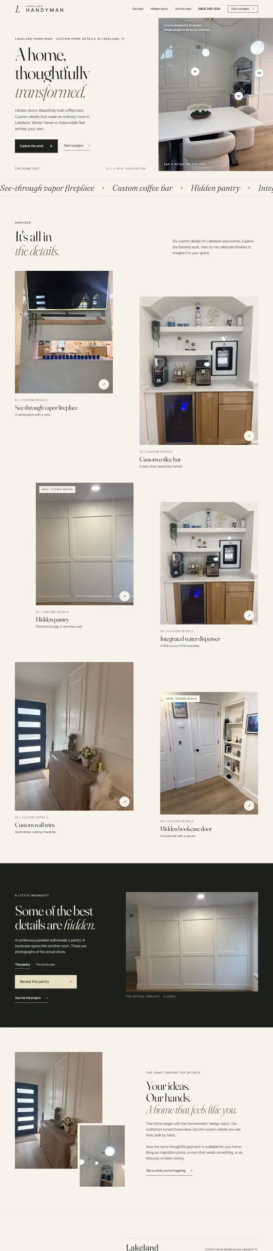 Full-page capture of the Lakeland Handyman website