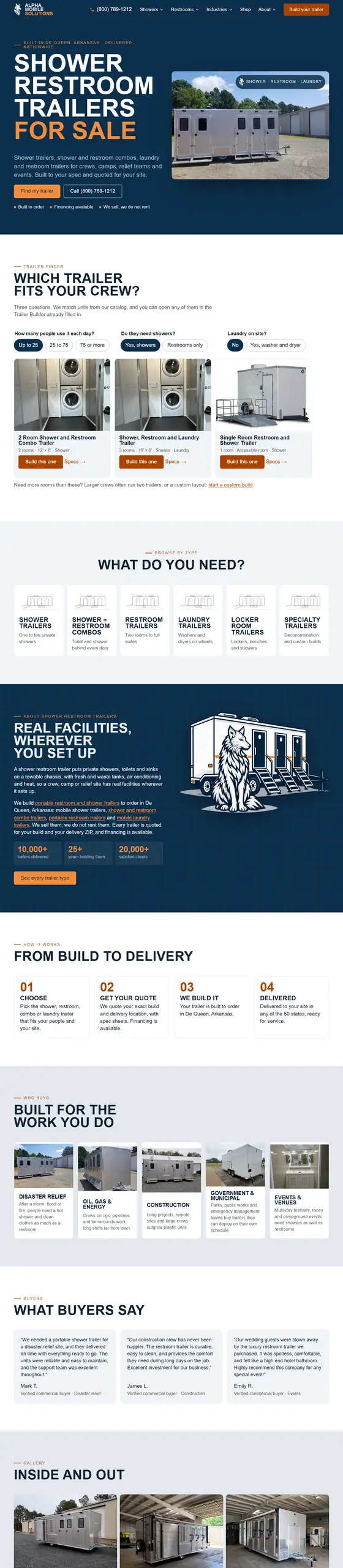 Full-page capture of the Alpha Mobile Solutions website